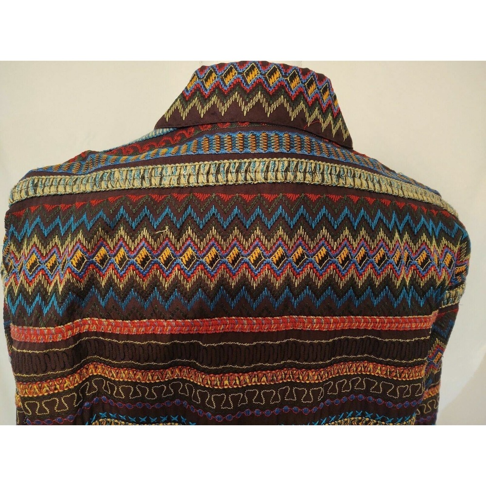 90's Chico's Bohemian Bright Embroidery Ethnic Retro Shirt Jacket Boho Hippie - Picture 6 of 8